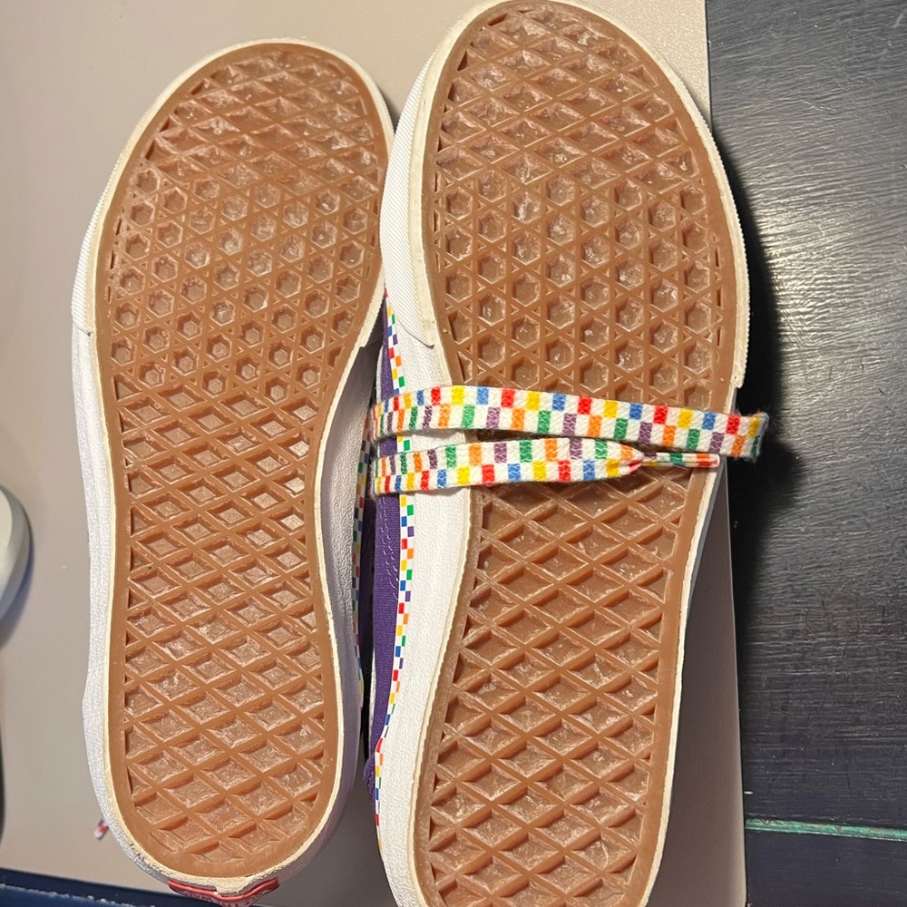 Vans purple sneakers with rainbow trim - like new! - Picture 2 of 5